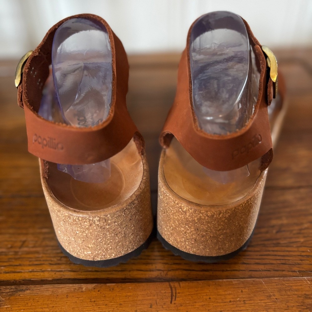 Papillio Birkenstock Glenda Pecan Nubuck leather platform wedge sandals 9 / 40 - Picture 4 of 8